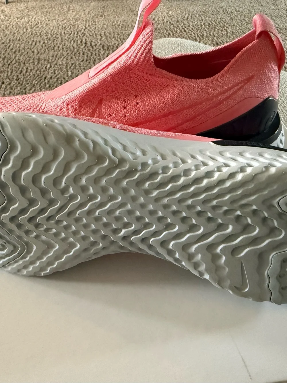 Nike Women's Slip-On Flyknit Running Shoe - Bright Pink with Black Accent